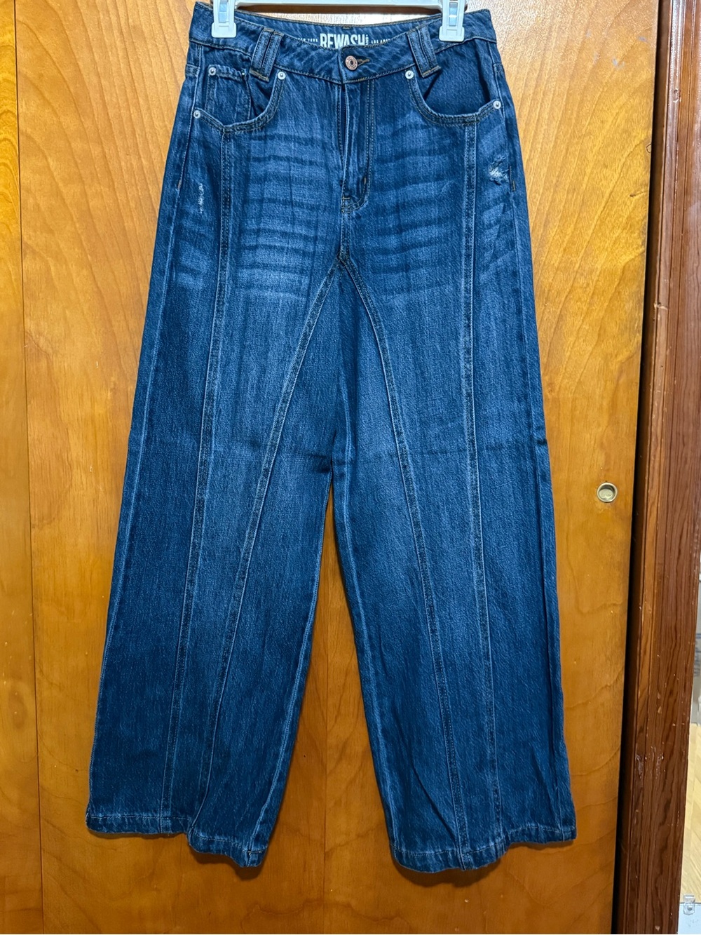 Ash Men's Relaxed Wide-Leg Jeans in Dark Blue Denim